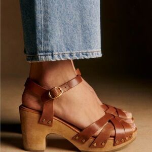 Sezane Isabelle Clogs Cuir Naturel Héritage - Size 37 / 6.5 NWT